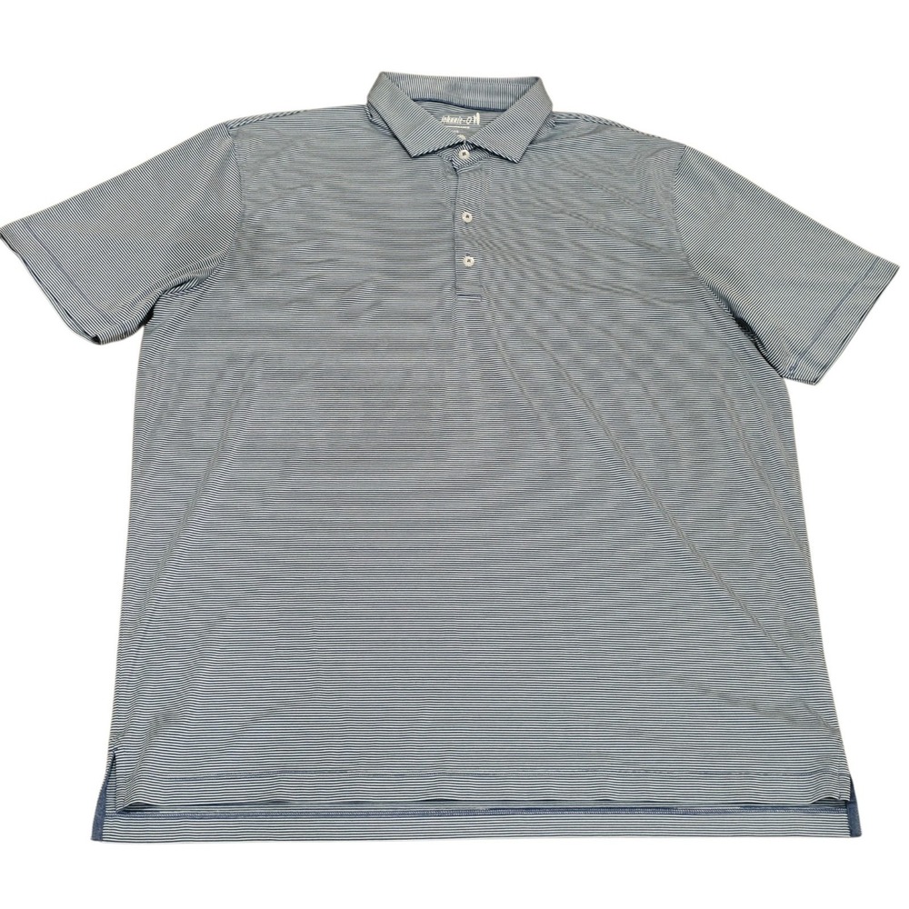 johnnie-O Performance Polo Shirt Mens XL Navy White Stripe Golf UPF 50